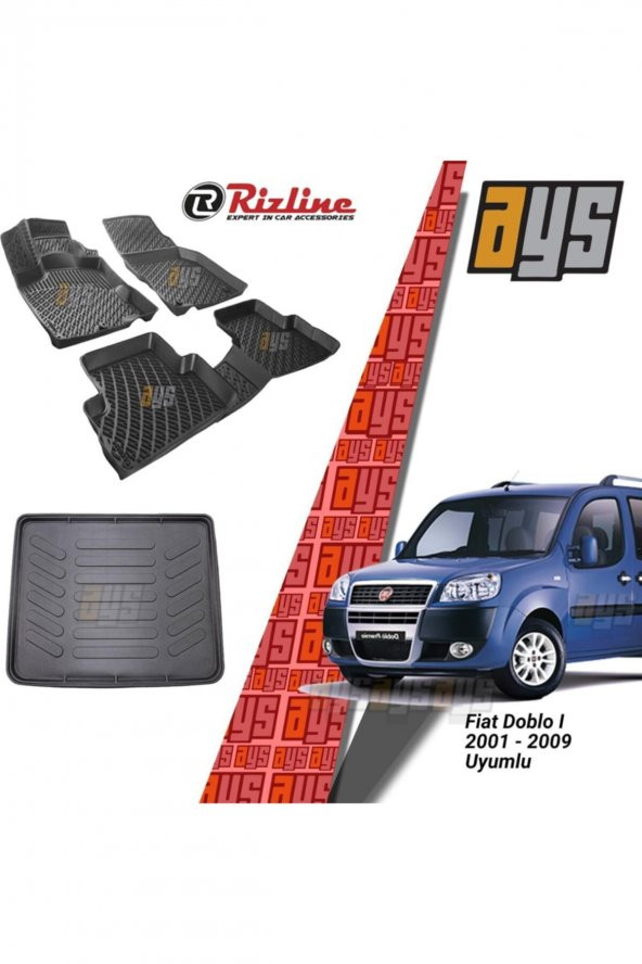 Rizline Fiat Doblo 2001-2009 3d Havuzlu Paspas + Bagaj Havuzu ürün görseli 1