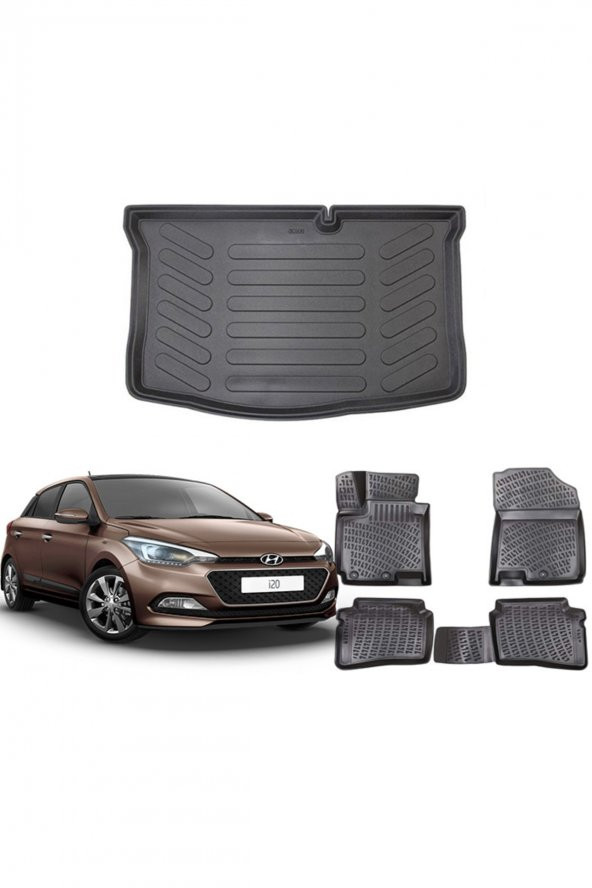 Rizline Hyundai I20 2015-2020 3d Havuzlu Paspas Ve Bagaj Havuzu Siyah ürün görseli 1