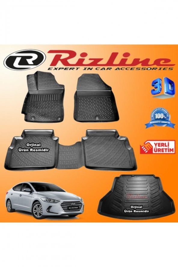 Rizline Hyundai Elantra 3d Paspas + 3d Bagaj Havuzu 2016 Sonrası Siyah Set 8683549925537 ürün görseli 1