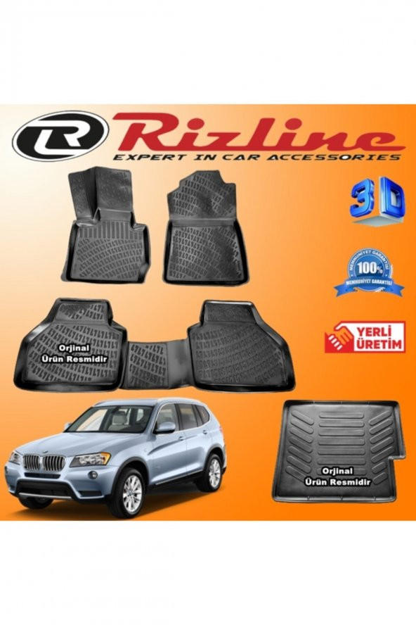 Rizline Bmw X3 3d Paspas + 3d Bagaj Havuzu 2011 Sonrası Siyah Set 8683549925486 ürün görseli 1