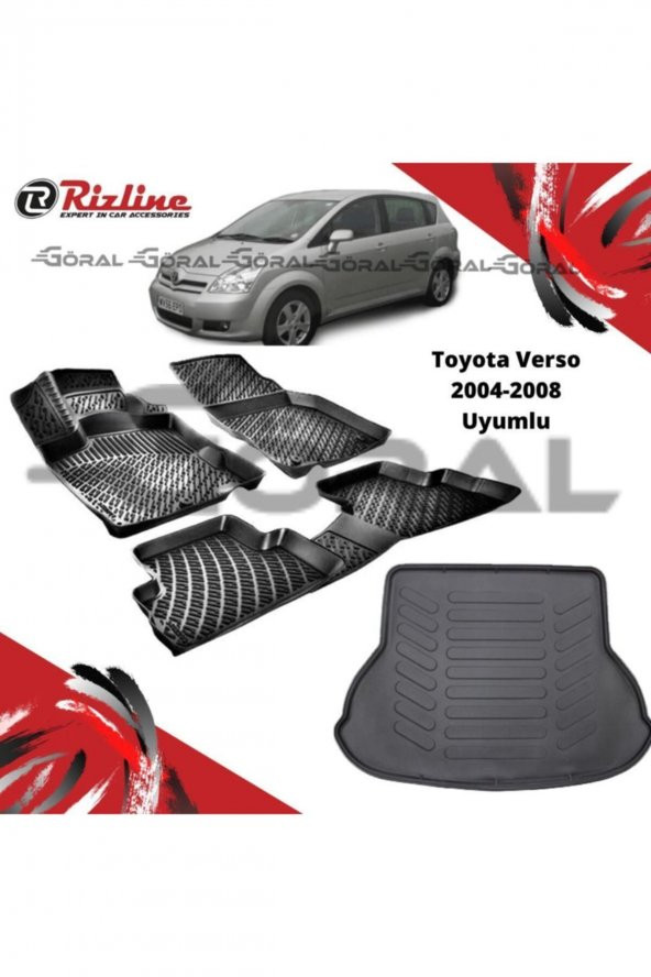 Rizline Toyota Verso 2004-2008 Uyumlu Paspas Ve Bagaj Havuzu Set ürün görseli 1