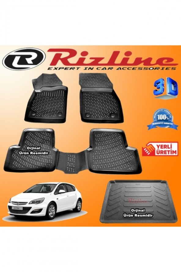 Rizline Opel Astra J Hb 3d Paspas + 3d Bagaj Havuzu 2010 - 2017 Arası Siyah Set ürün görseli 1