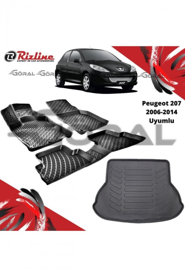 Rizline Peugeot 207 2006-2014 Uyumlu Paspas Ve Bagaj Havuzu Set ürün görseli 1
