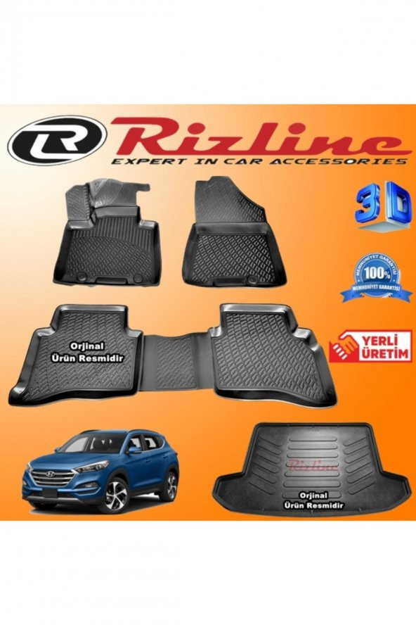 Rizline Hyundai Tucson 3d Paspas + 3d Bagaj Havuzu 2015-2020 Arası Siyah Set 8683549923642 ürün görseli 1