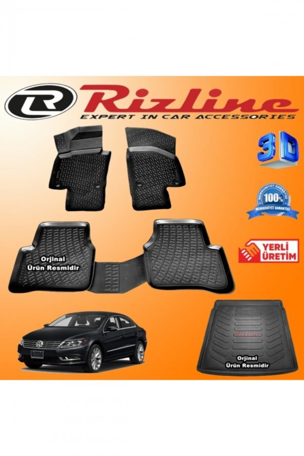 Rizline Vw Passat Cc 3d Paspas + 3d Bagaj Havuzu 2012-2020 Arası Siyah Set 8683549923600 ürün görseli 1