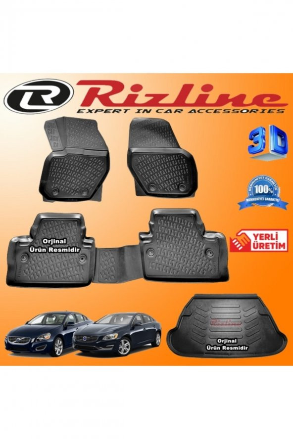 Rizline Volvo S60 3d Paspas + 3d Bagaj Havuzu 2010-2019 Arası Siyah Set 8683549923621 ürün görseli 1
