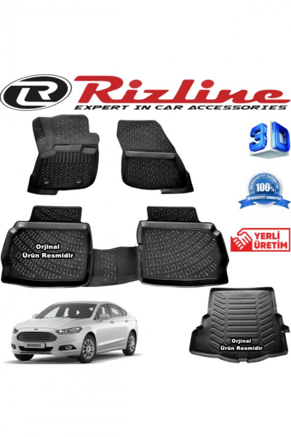 Rizline Ford Mondeo 3d Paspas + 3d Bagaj Havuzu 2014-2020 Arası Siyah Set 8683549925379 ürün görseli 1