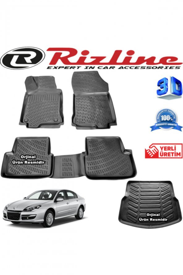 Rizline Renault Laguna 3 3d Paspas + 3d Bagaj Havuzu 2008-2015 Arası Siyah Set 8683549925359 ürün görseli 1