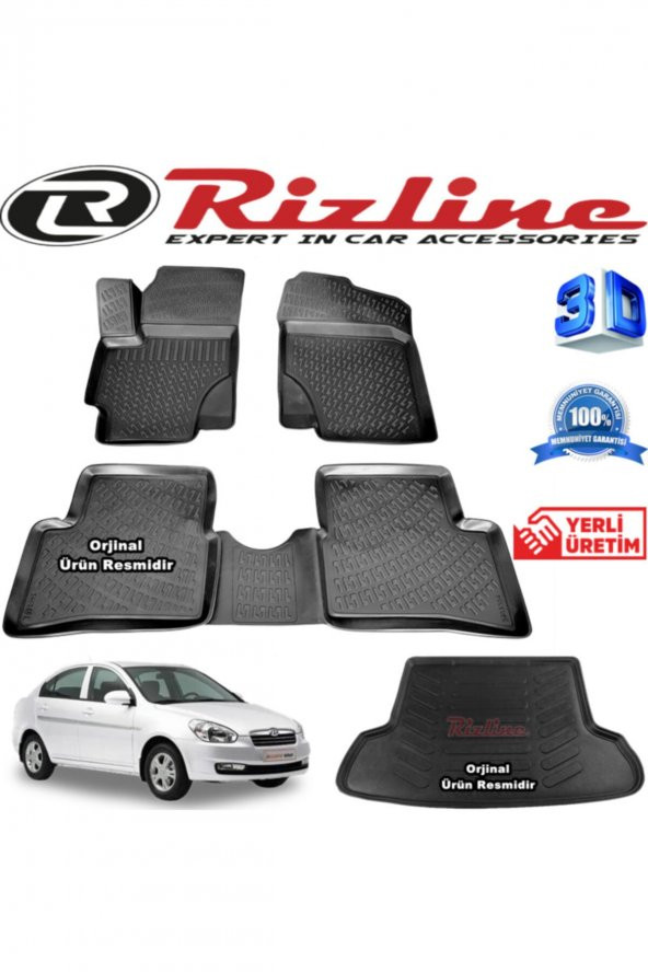Rizline Accent Era 3d Paspas + 3d Bagaj Havuzu 2006-2012 Arası Siyah Set 8683549925309 ürün görseli 1