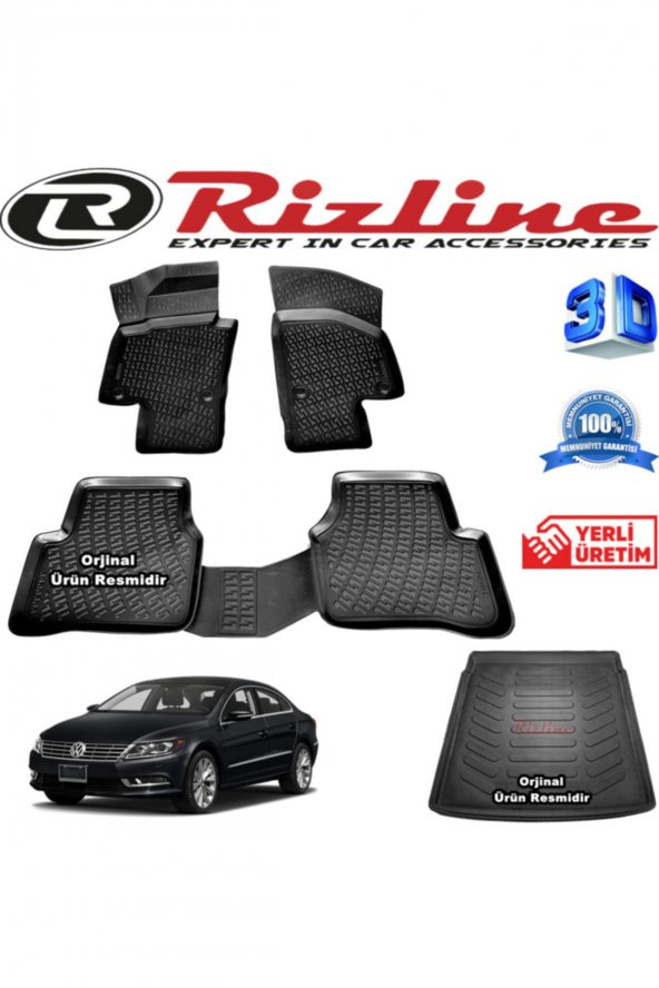 Rizline Vw Passat Cc 3d Paspas + 3d Bagaj Havuzu 2012-2020 Arası Siyah Set 8683549925387 ürün görseli 1