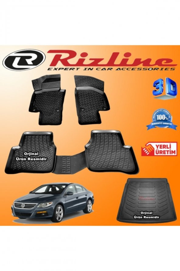 Rizline Vw Passat Cc 3d Paspas + 3d Bagaj Havuzu 2008-2012 Arası Siyah Set 8683549923599 ürün görseli 1