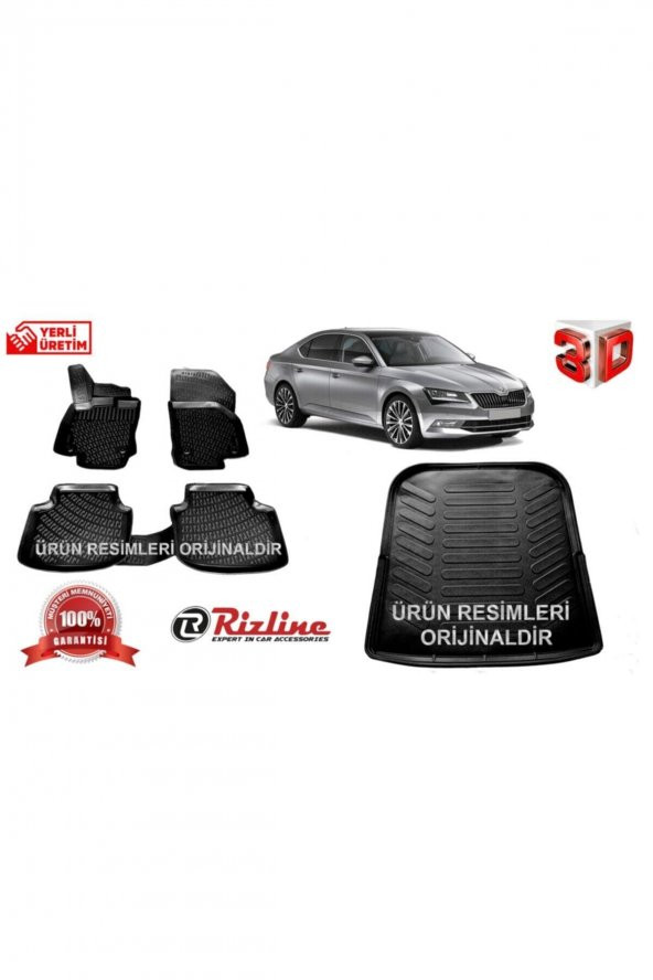 Rizline Skoda Süper B 3d Paspas + Bagaj Havuzu Set 2010 Sonrası ürün görseli 1