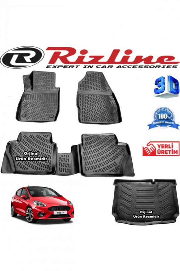 Rizline Ford Fiesta 3d Paspas + 3d Bagaj Havuzu 2018 Sonrası Siyah Set 8683549925315 ürün görseli 1