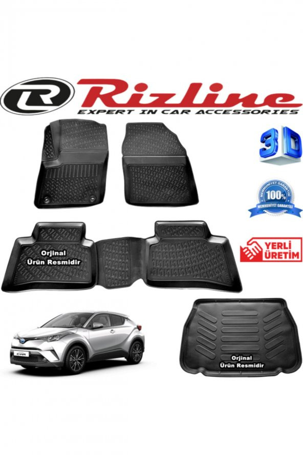 Rizline Toyota C-hr 3d Paspas + 3d Bagaj Havuzu 2016-2020 Arası Siyah Set 8683549925268 ürün görseli 1