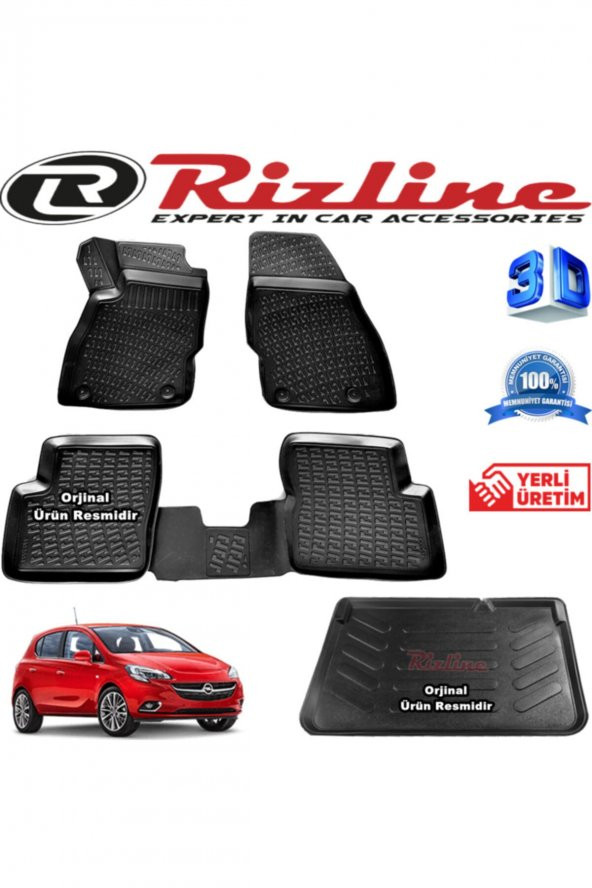Rizline Opel Corsa E 3d Paspas + 3d Bagaj Havuzu Hb 2014 - 2020 Arası Siyah Set 8683549925290 ürün görseli 1