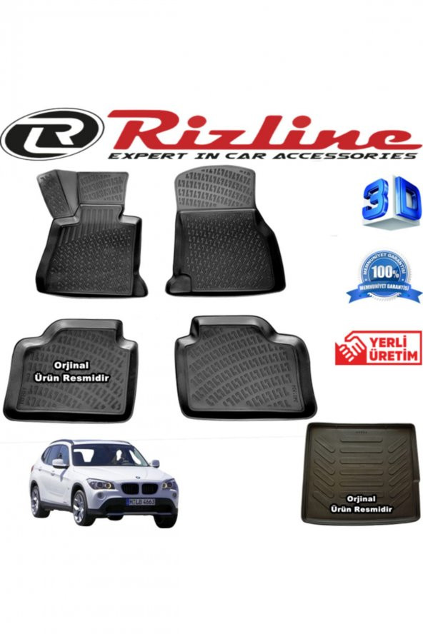 Rizline Bmw X1 3d Paspas + 3d Bagaj Havuzu 2010 - 2015 Arası Siyah Set 8683549925251 ürün görseli 1