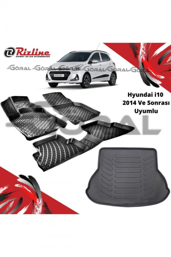 Rizline Hyundai I10 2014 ve Sonrası Uyumlu Paspas ve Bagaj Havuzu Set ürün görseli 1