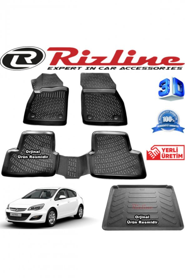 Rizline Opel Astra J Hb 3d Paspas + 3d Bagaj Havuzu 2010-2017 Arası Siyah Set ürün görseli 1