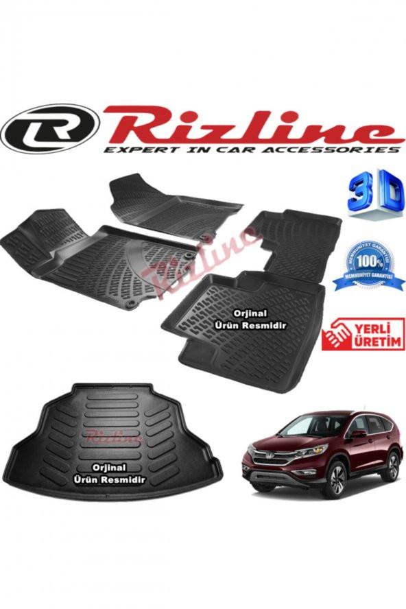 Rizline Honda Cr-v 3d Paspas + 3d Bagaj Havuzu 2013-2017 Arası Siyah Set ürün görseli 1