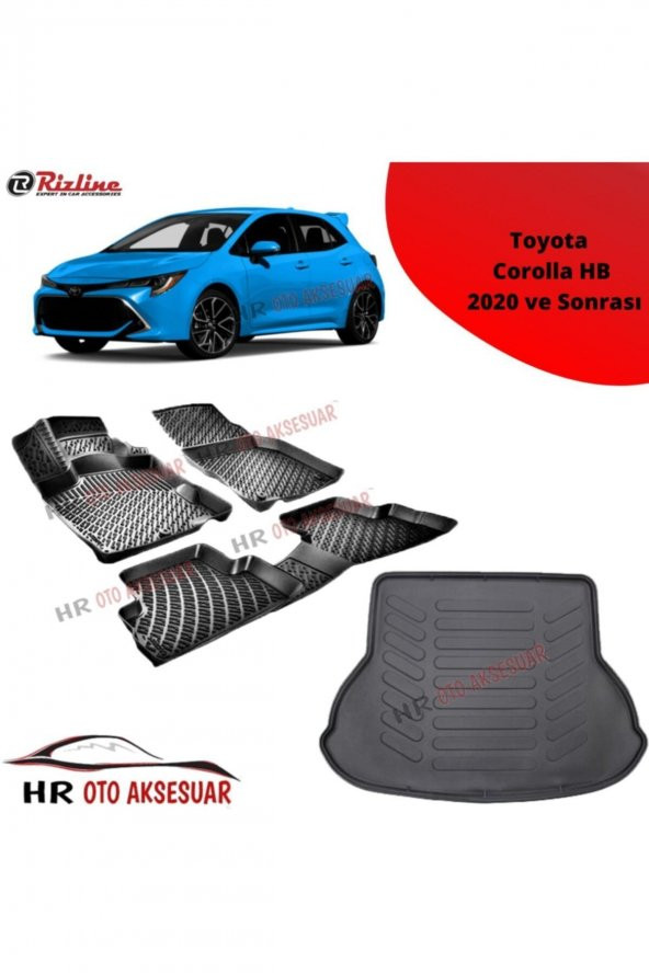 Rizline Hroto Toyota Corolla Hb 2020 3d Havuzlu Paspas + Bagaj Havuzu ürün görseli 1