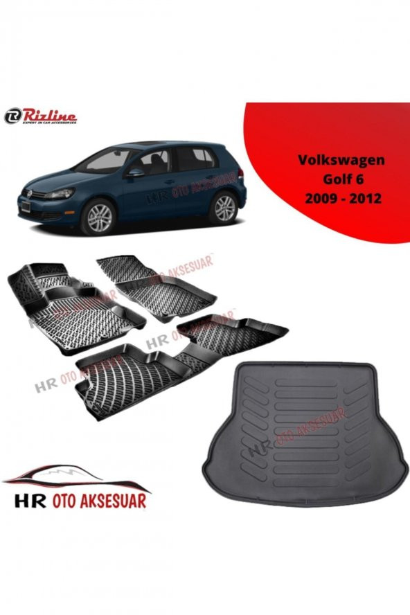 Rizline Hroto Volkswagen Golf 6 2009-2012 3d Havuzlu Paspas + Bagaj Havuzu ürün görseli 1