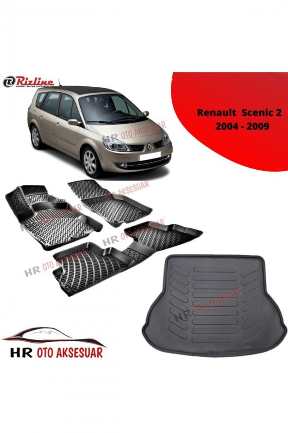 Rizline Hroto Renault Scenic 2 2004-2009 3d Havuzlu Paspas + Bagaj Havuzu ürün görseli 1