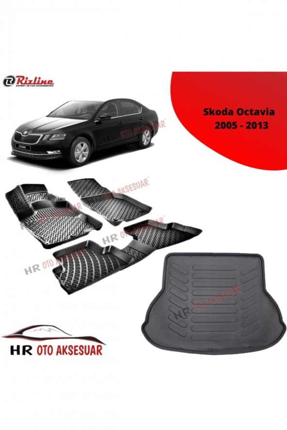 Rizline Hroto Skoda Octavia 2005-2013 3d Havuzlu Paspas + Bagaj Havuzu ürün görseli 1