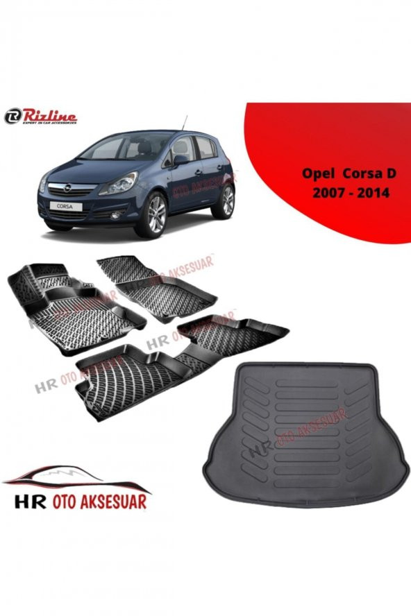 Rizline Hroto Opel Corsa D 2007 - 2014 3d Havuzlu Paspas + Bagaj Havuzu ürün görseli 1