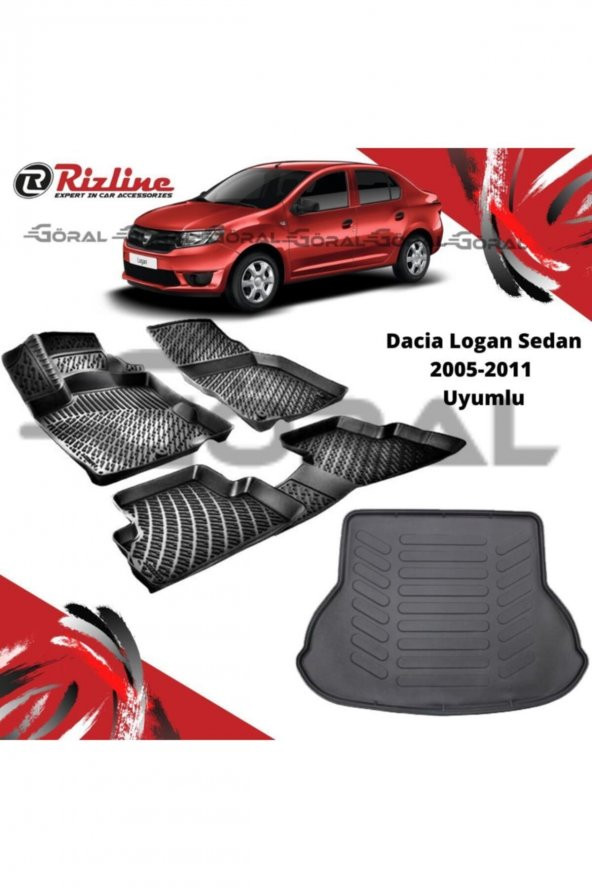 Rizline Dacia Logan Sedan 2005-2011 Uyumlu Paspas Ve Bagaj Havuzu Set ürün görseli 1
