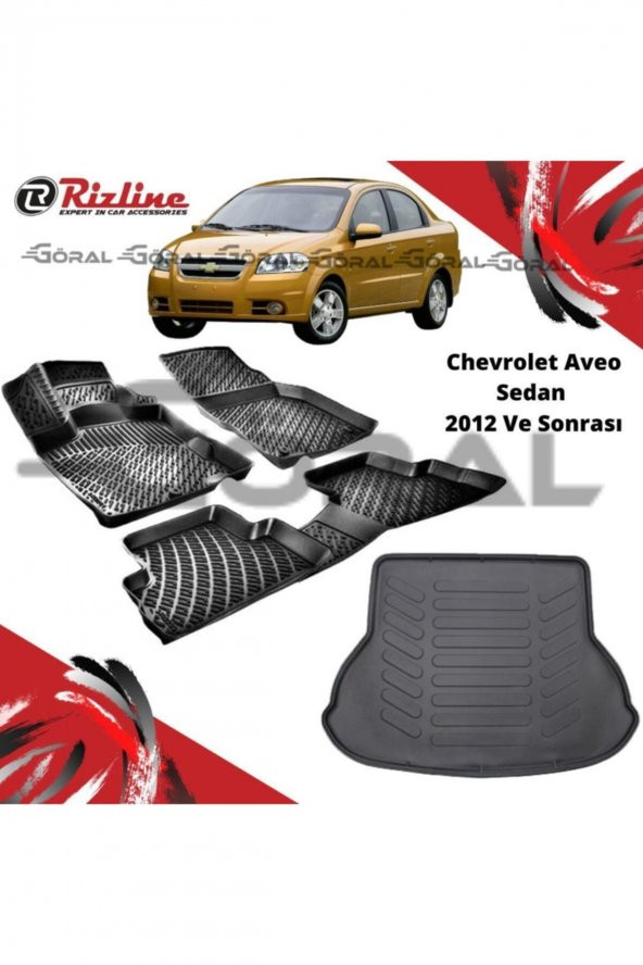 Rizline Chevrolet Aveo Sedan 2012 Ve Sonrası Paspas Ve Bagaj Havuzu Set ürün görseli 1
