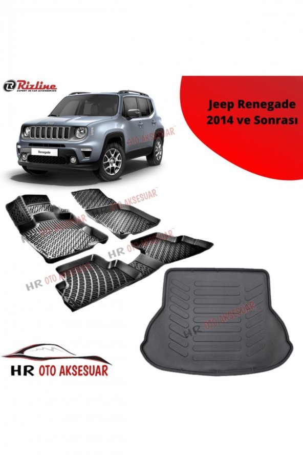 Rizline Hroto Jeep Renegade 2015 Sonrası 3d Havuzlu Paspas + Bagaj Havuzu ürün görseli 1
