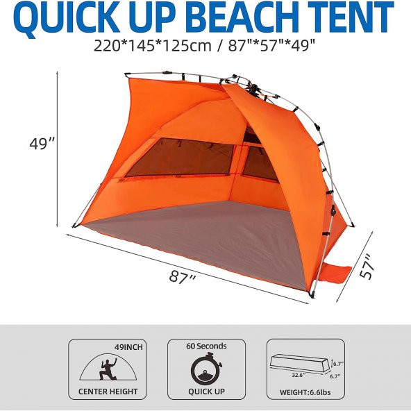 QuickUP A1 Otomatik Plaj Çadırı - Resim 3