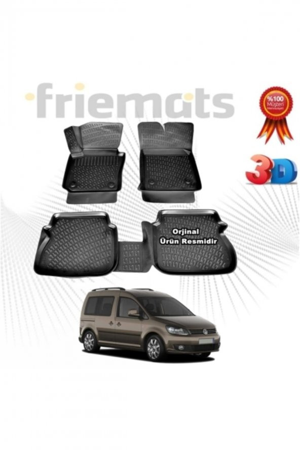 Point Vw Caddy 3d Havuzlu Paspas 2010 - 2015 Arası Siyah 4 Parça Set Friemats ürün görseli 1