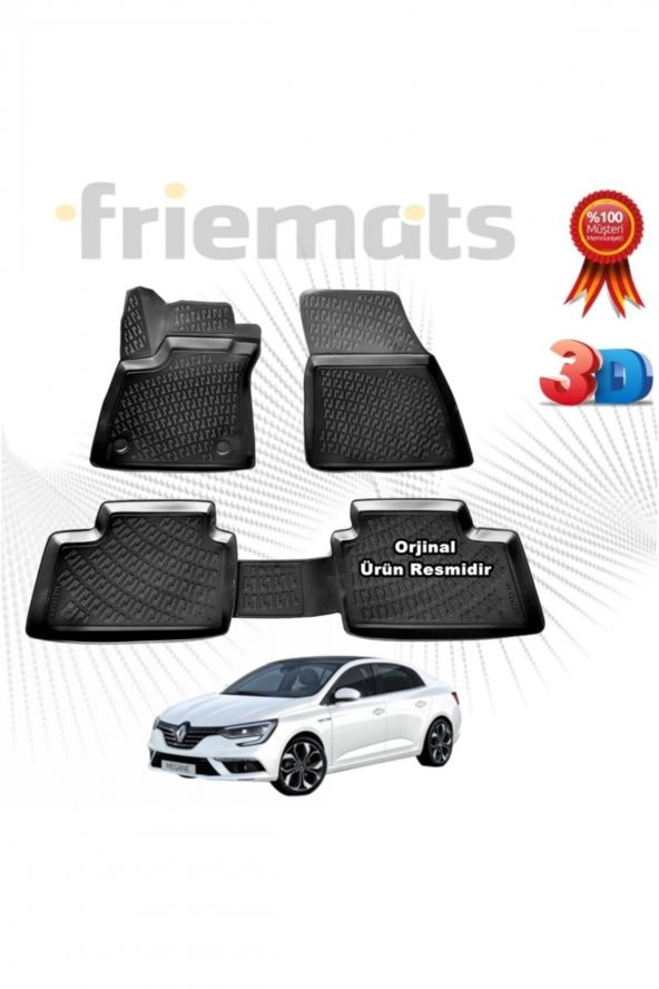 Friemats Renault Megane 4 Sd 3d Havuzlu Paspas 2016 Sonrası Siyah 4 Parça ürün görseli 1