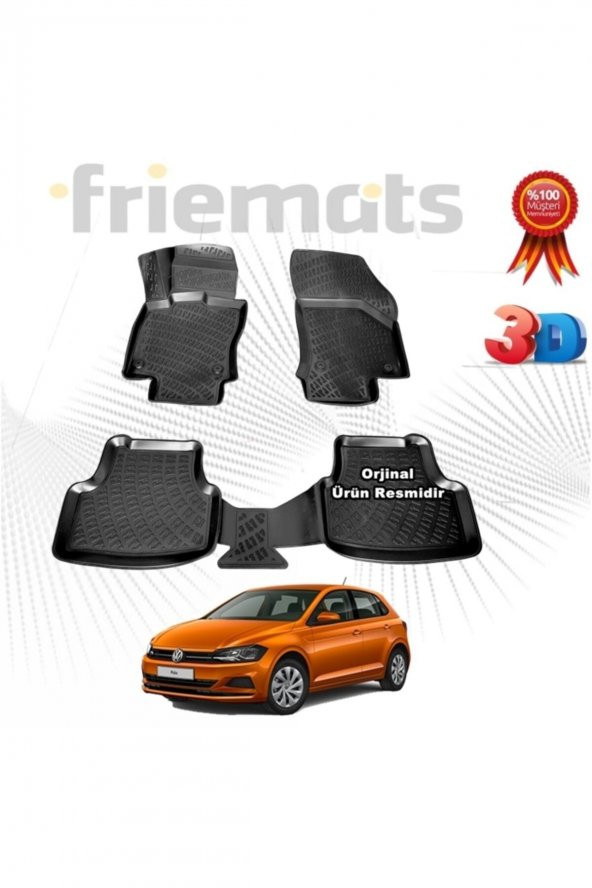 Friemats Vw Polo 3d Havuzlu Paspas 2017 Sonrası Siyah 4 Parça ürün görseli 1