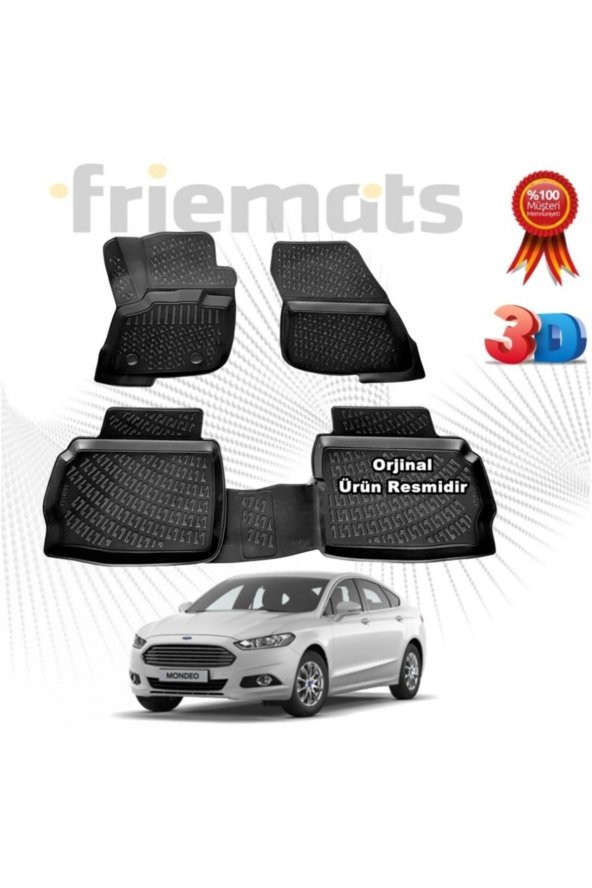 Friemats Ford Mondeo 3d Havuzlu Paspas 2014-2020 Arası Siyah 4 Parça ürün görseli 1