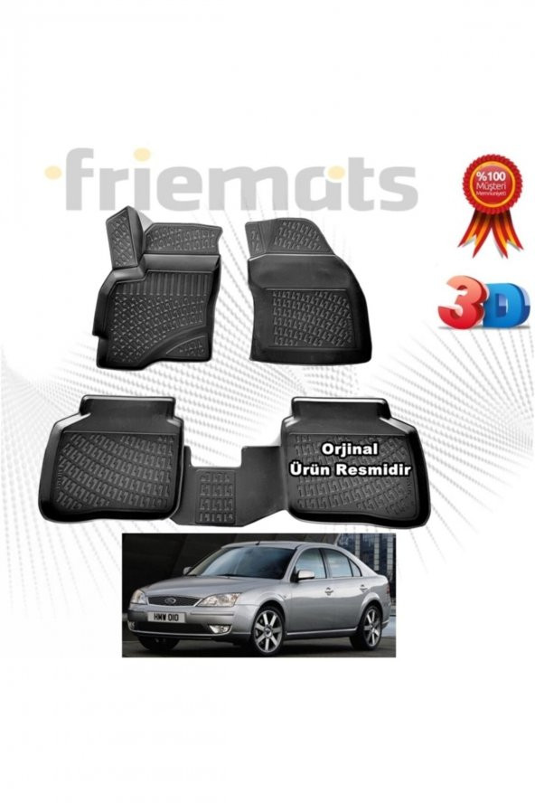 Friemats Ford Mondeo 3d Havuzlu Paspas 2001-2007 Arası Siyah 4 Parça ürün görseli 1