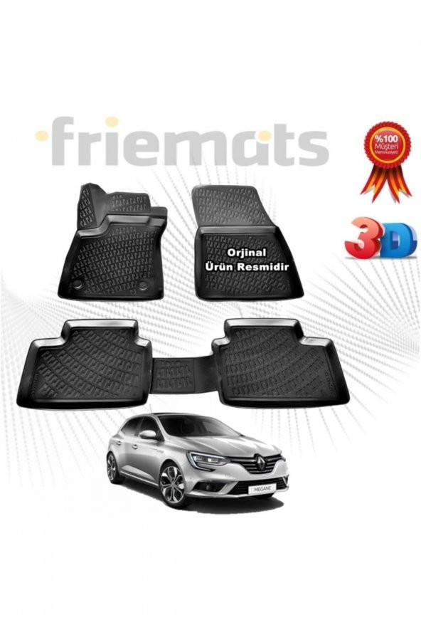 Friemats Renault Megane 4 Hb 3d Havuzlu Paspas 2016 Sonrası Siyah 4 Parça ürün görseli 1