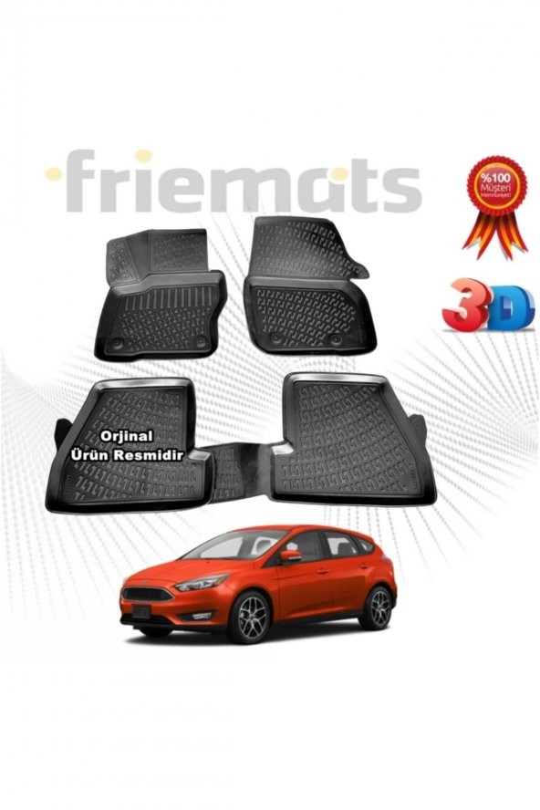 Friemats Ford Focus 4 Hb 3d Havuzlu Paspas 2015-2018 Arası Siyah 4 Parça ürün görseli 1