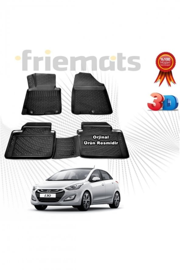 Friemats Hyundai I30 3d Havuzlu Paspas 2012-2017 Arası Siyah 4 Parça ürün görseli 1