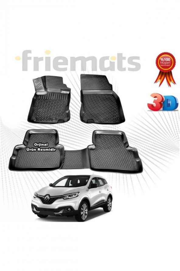 Friemats Renault Kadjar 3d Havuzlu Paspas 2015-2020 Arası Siyah 4 Parça ürün görseli 1