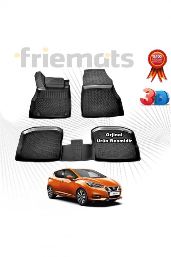 Friemats Nissan Micra 3d Havuzlu Paspas 2019 Sonrası Siyah 4 Parça ürün görseli 1