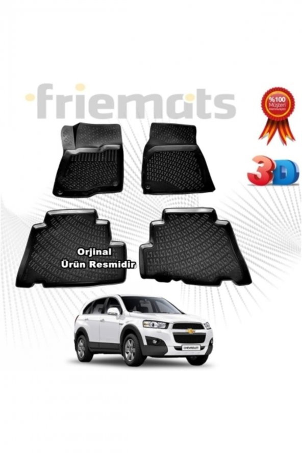 Point Chevrolet Captiva 3d Havuzlu Paspas 2012 - 2015 Arası Siyah 4 Parça Set Friemats ürün görseli 1