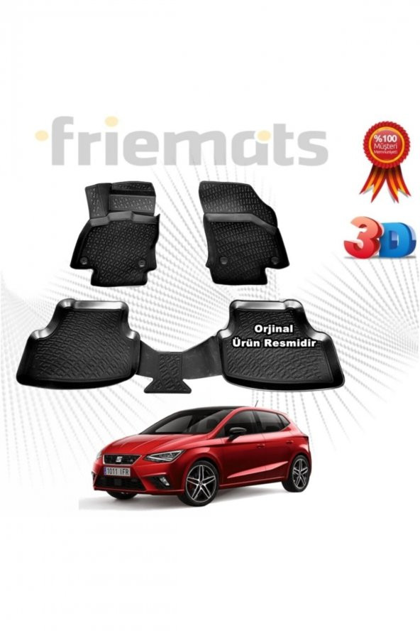 Friemats Seat Ibiza 3d Havuzlu Paspas 2017 Sonrası Siyah 4 Parça ürün görseli 1