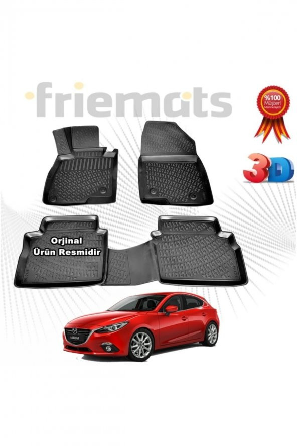 Friemats Mazda 3 Hb 3d Havuzlu Paspas 2013-2020 Arası Siyah 4 Parça ürün görseli 1