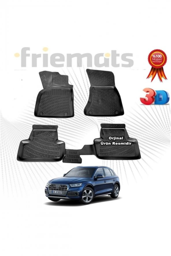 Friemats Audi Q5 3d Havuzlu Paspas 2015-2020 Arası Siyah 4 Parça ürün görseli 1