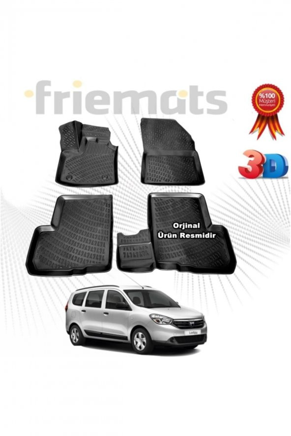 Friemats Dacia Lodgy 3d Havuzlu Paspas 2013-2020 Arası Siyah 4 Parça ürün görseli 1