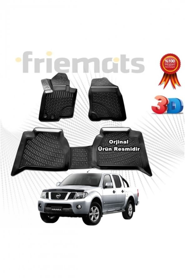 Friemats Nissan Navara 3d Havuzlu Paspas 2006-2012 Arası Siyah 4 Parça ürün görseli 1