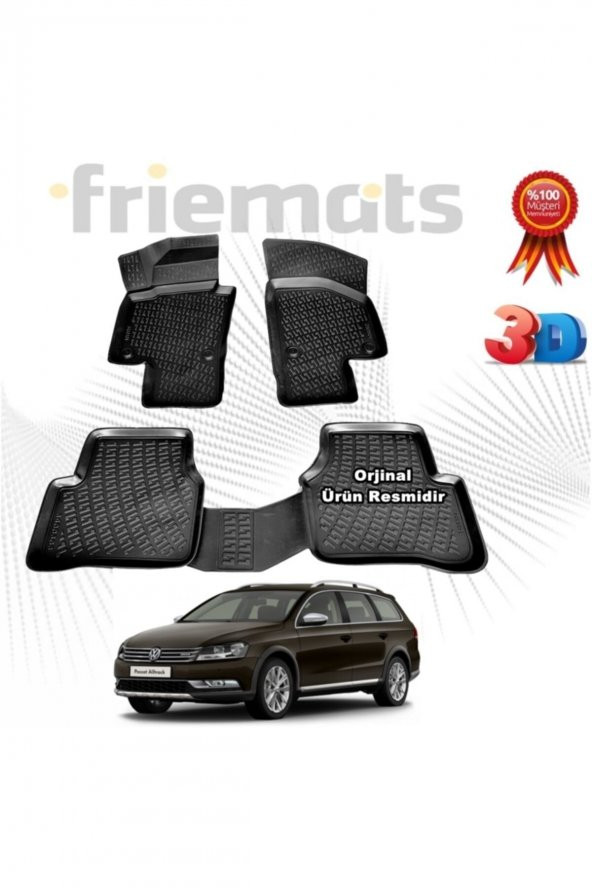 Friemats Vw Passat B7 Stw 3d Havuzlu Paspas 2011-2015 Arası Siyah 4 Parça ürün görseli 1
