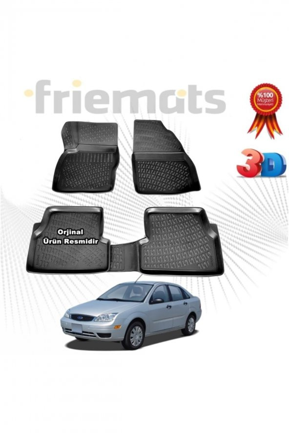 Friemats Ford Focus 2 Sd 3d Havuzlu Paspas 2005-2011 Arası Siyah 4 Parça ürün görseli 1